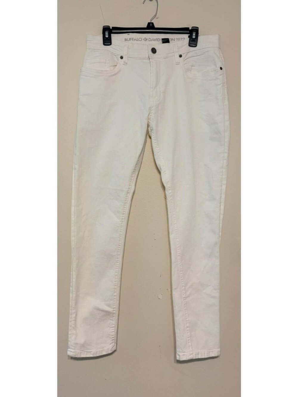 New NWT Buffalo David Bitton Max-X Skinny Stretch White Denim Jeans 33 Waist